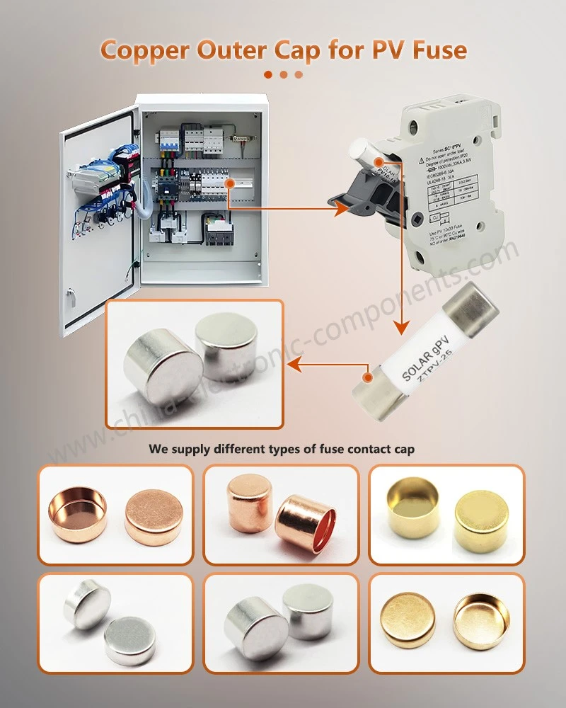 EV Fuse Copper Outer End Cap for PV Fuse EV Fuse Copper Outer End Cap for PV Fuse