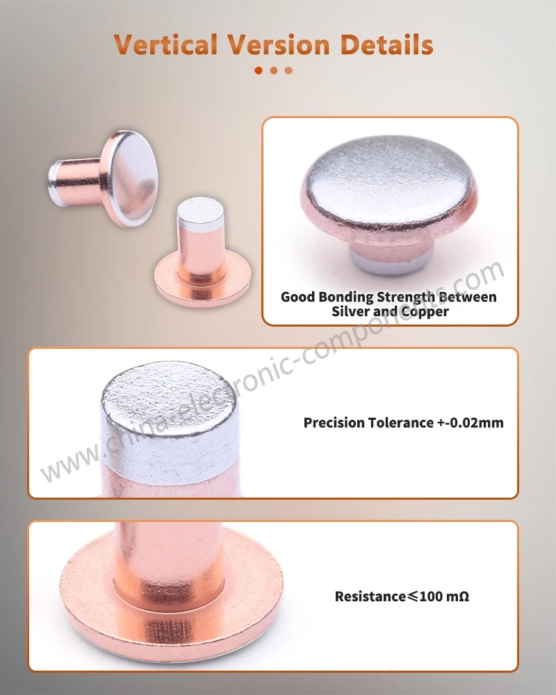 Trimetal Contact Rivets For Electronics Vertical Version Details Trimetal Contact Rivets For Electronics Vertical Version Details